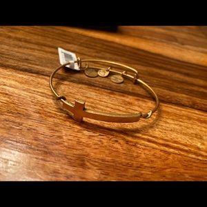 Alex and Ani cross bracelet brushed gold. New with tags and box!